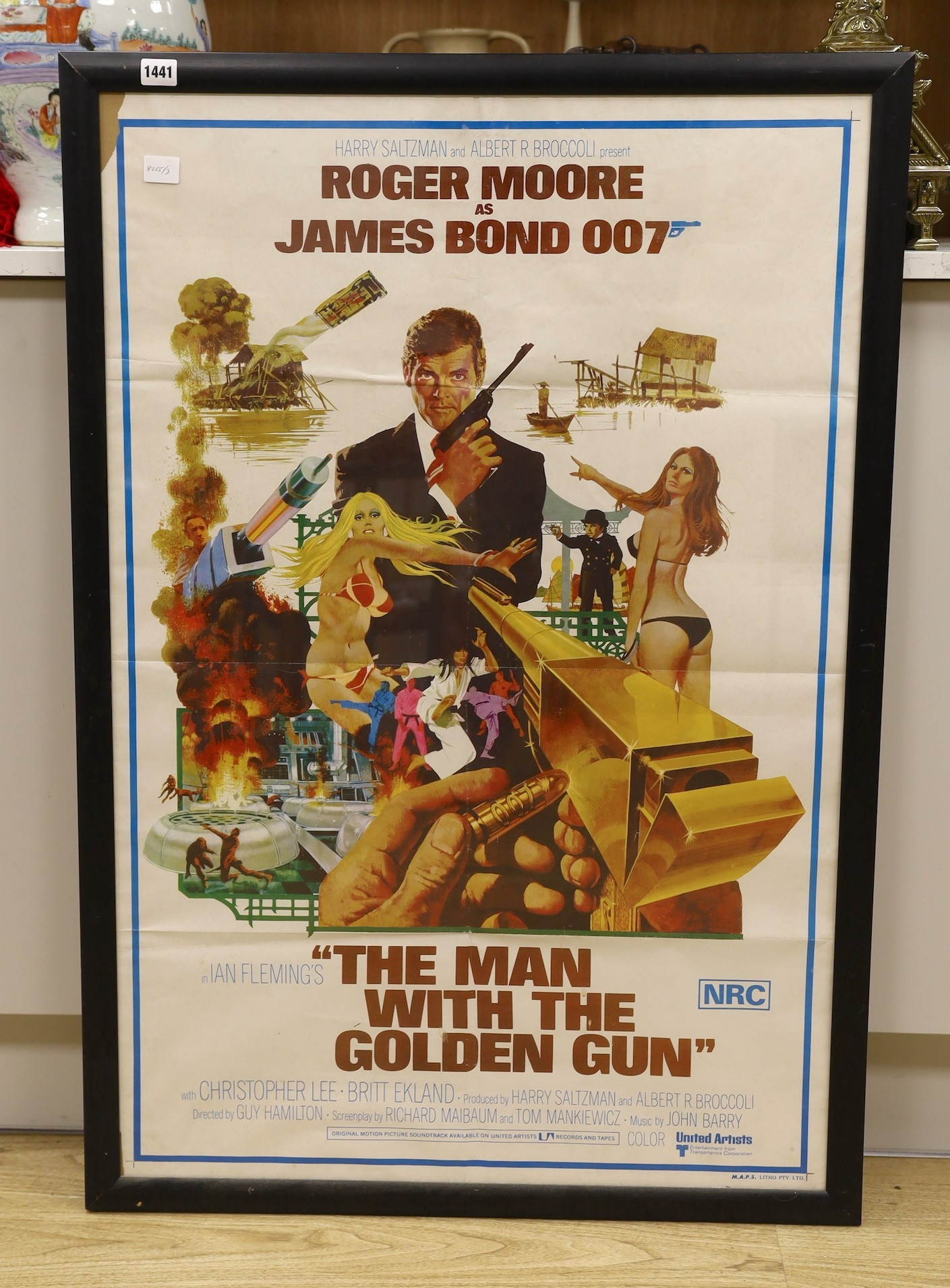 James Bond: Man with the Golden Gun (1974) Australian 1 sheet film poster (framed), 68cms x 100cms high